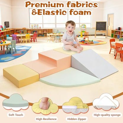 Climbing Toys for Toddlers, 5-Piece Soft Foam Climbing Blocks Set, Toddler Playtime Corner Climber Indoor Foam Play Gym - style: 5-Piece