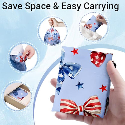 Gymnastics Grip Bag Lightweight Small Drawstring Grip Bags for Gymnasts - color: Bowknot Stars-blue