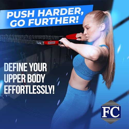 American Made X-Over Arm & Shoulder Training Resistance Bands for Home Exercise & Upper Body Workouts, Portable Gym Equpment for Strength, Rehabilitation & Stretching for Men & Women- 18lb Medium