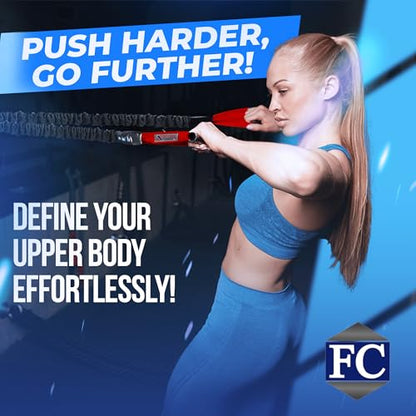 American Made X-Over Arm & Shoulder Training Resistance Bands for Home Exercise & Upper Body Workouts, Portable Gym Equpment for Strength, Rehabilitation & Stretching for Men & Women- 18lb Medium