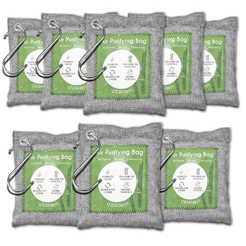 8 Pack Bamboo Charcoal Air Purifying Bag, Activated Charcoal Bags Odor Absorber, Moisture Absorber, Natural Car Air Freshener, Shoe Deodorizer, Odor Eliminators For Home, Pet, Closet, Car - color: Large 8 Pack