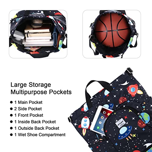 Dry Wet Drawstring Backpack with Shoe Compartment for Women Adjustable Gym Bag - color: Universe