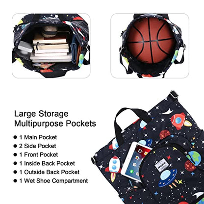 Dry Wet Drawstring Backpack with Shoe Compartment for Women Adjustable Gym Bag - color: Universe