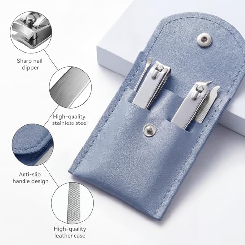 20-Piece Complete Nail Care Kit, Professional Manicure Set with Stainless Steel Tools for Home Use, Travel & Gifts | Portable Nail Clipper Kit in Blue Case(Blue) - color: Blue