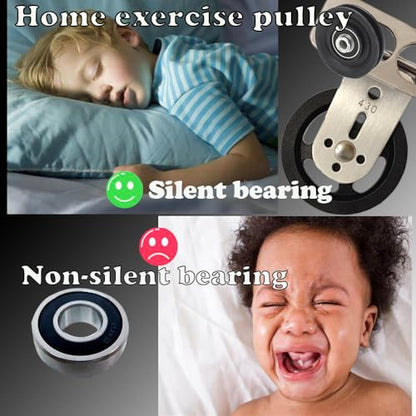 3.5 Inch Wall Mount Pulley Wheel Silent Pulley Heavy Duty Gym Cable Wheel with 180-Degree Hinge Rotation, Swivel Pulley System for DIY Fitness, LAT Gym Equipment, Clothesline, Load Capacity 880 LBS