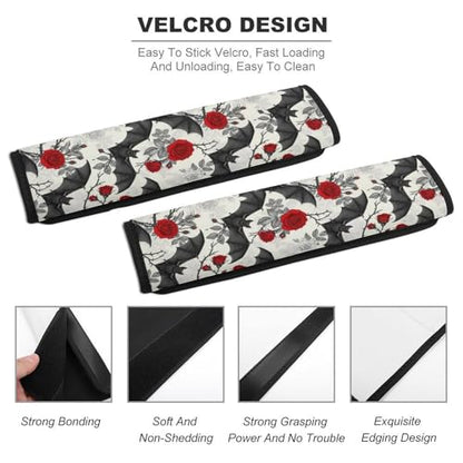 2 Piece Gothic Floral Roses Bat Car Seat Straps Shoulder Pads Universal Fit Automotive Seat Belt Protector for Kids, Car Seats Pushchair Strollers High Chair Pushchair - color: Pattern 1155