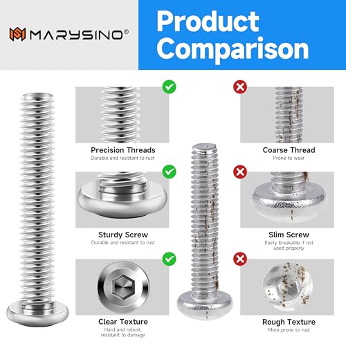 30Pcs M6 x 50mm M6 Screws Flat Head Socket Cap Screw Bolts Furniture Bolts, Allen Socket Drive M6 Bolt, 304 Stainless Steel Bolts, Bright Finish M6x1.0 Bolt by Marysino - color: Silver, size: M6 x 50mm