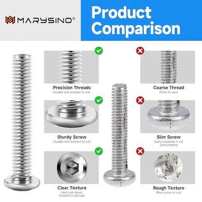 30Pcs M6 x 50mm M6 Screws Flat Head Socket Cap Screw Bolts Furniture Bolts, Allen Socket Drive M6 Bolt, 304 Stainless Steel Bolts, Bright Finish M6x1.0 Bolt by Marysino - color: Silver, size: M6 x 50mm
