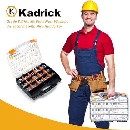 Kadrick 820Pcs Metric Bolt Assortment,Grade 8.8 M6 M8 M10 Hex Heavy Duty Bolts and Nuts Kit,M6-1.0 M8-1.25 M10-1.5 (12mm to 45mm),Eco-Friendly Zinc Plated - size: 820Pcs M6-M10 HEX White Blue