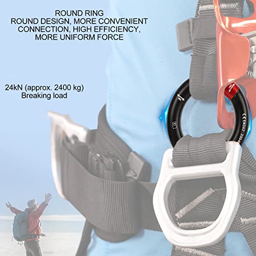 Rappel Ring, Rock Climbing O Ring Safe to Use Abrasion Resistance Uniform Force for Mountaineering - color: Black