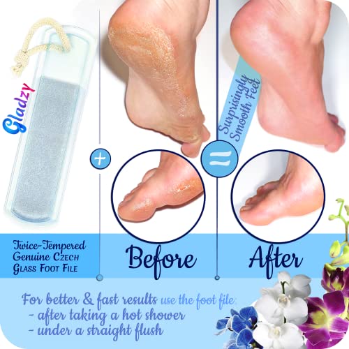 Genuine Czech Glass Foot File - Two-Sided Different Grit Surface, Gentle Callus Remover, Pedicure & Spa Rough Skin Scrubber, Professional Toenail and Heels Care, EU Quality, Large Size - color: Large - Orange Magenta