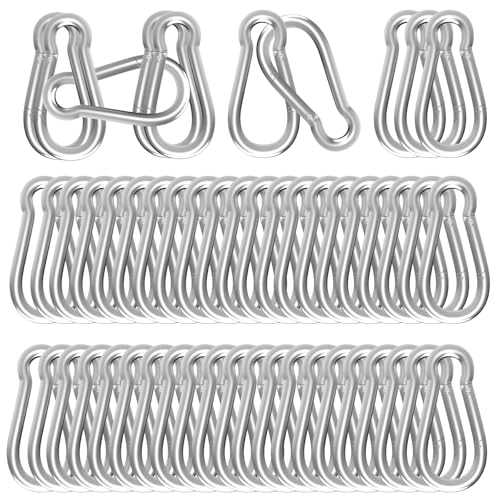 Heavy Duty Spring Snap Hook Carabiners, Galvanized Steel Quick Links, Spring Clips in Black & Silver, Multiple Sizes: 1.6Inch/2Inch/2.4Inch/3Inch/4Inch, for Swing Hammock Camping Keychain Outdoor - size: M6-120PCS, style: Silver