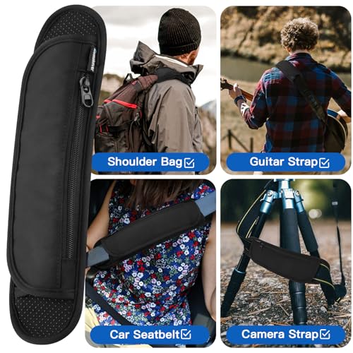 Universal Shoulder Strap Pad with Extra Thick Air Cushion, Breathable Backpack Pad with Pocket, Anti-Slip Car Seatbelt Shoulder Pad, Suitable for Computer bag,Camera,Duffel, Guitar, Backpacks - size: Large