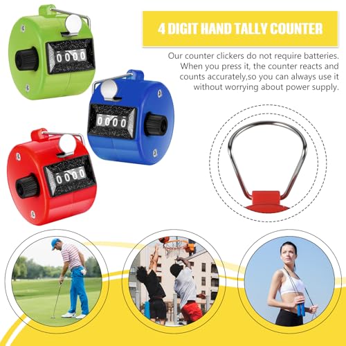 TOODOO 6 Pack Hand Tally Counter 4 Digit Mechanical Palm Clicker Plastic Hand Held Counter Clicker with Metal Finger Ring for School Golf Sports Events Office Stadium - color: Retro Color