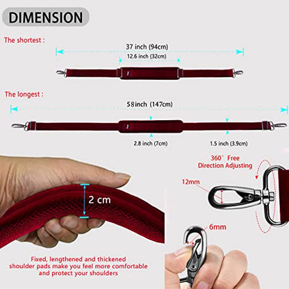 ZINZ Shoulder Strap 58" Ultra-Thick Fixed Padded and Adjustable Buckles Crossbody Strap for Briefcase Laptop Bag Luggage - color: Red