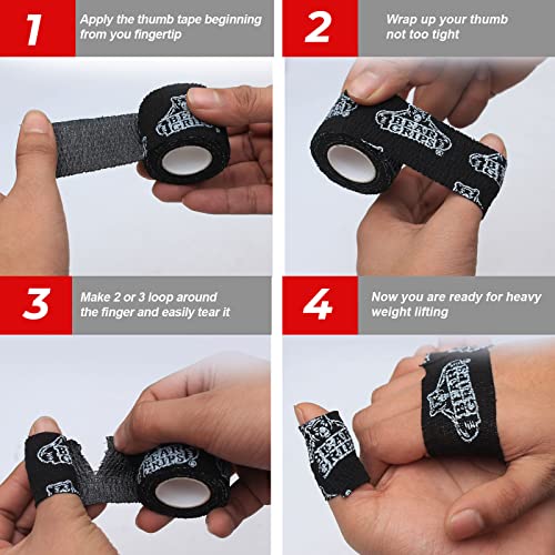 Bear Grips Weightlifting Tape | Thumb Tape, Athletic Wrist Tape, Finger Tape | Weight Lifting Tape, Sport Tape, 3-Pack | Tactical Tape, Stretchy Hand Tape, Gym Tape, WOD Tape, Hook Grip Tape, Workout - color: BG Black