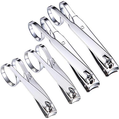 Mudder 4 Pack EZ Grip Nail Clipper Set Sharp Stainless Steel Fingernail and Toenail Clipper Cutters Trimmer Long Handle Travel Nail Kit for Men Women(Easy Grip Style)