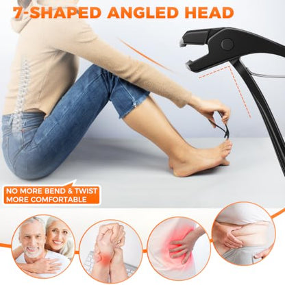 Toenail Clippers for Thick Toenails for Seniors, Angled Head Long Handled Toe Nail Clippers for Men with Wide Jaw Opening, Heavy Duty Large Finger Nail Clippers Adult Cutter with Catcher, Black - style: Black Wide Opening & Angled Head