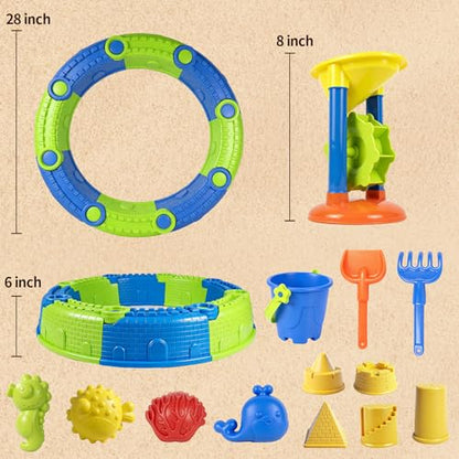 LUCKFUTURE 25 PCS Toddler Beach Toys Set, Sandbox Gift for Kids | Sand Playset with Bucket Shovels Molds & Funnel, Summer Outdoor Fun for Boys Girls 18+ Months