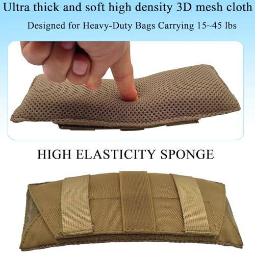 Ultra Thick Shoulder Strap Pad 2 Pack, Heavy Load Backpack Strap Pads, High Elasticity Tactical Bag Shoulder Pads - color: 2PCS-Brown