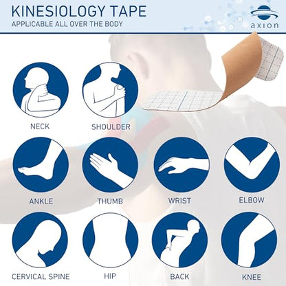 50 Precut axion Kinesiology Tapes Strips| Beige Pre-Cut Sport Tape Strips 10x2in | Waterproof • Skin-Friendly • Elastic | Kinesiology Tapes Ideal for Sports - color: 04) 2 Pcs Beige