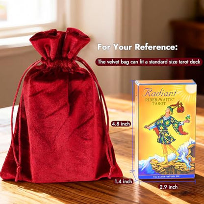 HRX Package Soft Velvet Gift Bags, 5.1x7.8 inch Velvet Drawstring Pouches -Red for Jewelry Crystal Dice Tarot Rune (4 Pack) - color: Red