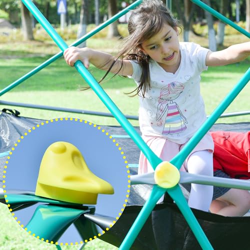 Merax 13FT Climbing Dome with Hammock, Outdoor Geometric Dome Climber | Playground Climber for Kids 3-10 Supporting 1000 lbs, Easy Assembly Play Center Jungle Gym - style: 13FT Green & Silver