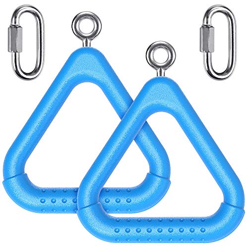 Dolibest 2Pcs Trapeze Swing Bar Rings with Carabiners, Swingset Accessories Outdoor for Ninja Swing Set Accessories Monkey Ring,Obstacle Ring Toys Set for Kids Blue - color: Blue- 2 Pack