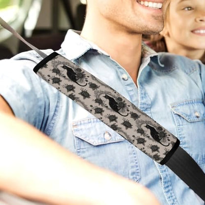 2 Pack Goth Black Cat Car Seat Belt Pad Soft Padded Seat Belt Cushion for Child, Stroller Pushchair High Chair, Shock Absorption - color: Pattern 1228