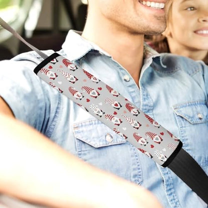 2 Pack Breathable Car Seat Straps Shoulder Pads for Elderly Support, All Vehicles, Love Heart Gnome Pattern Seat Belt Cushion, Neck and Shoulder Support - color: Pattern 1272