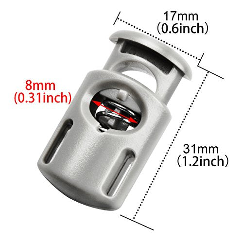 DYZD Plastic Cord Locks End Spring Stop Toggle Stoppers Multi-Colour (10PCS, Grey) - color: Grey
