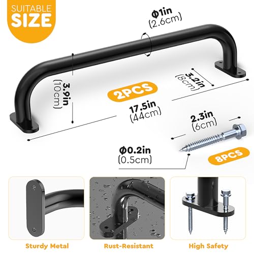 Monkey Bars for Kids Safety Indoor,Outdoor Playground Grab Handles for Backyard,Playset Handle Accessories for Playhouse,Swing set,Jungle Gym,Rock Climbing Wall Holds,Treehouse Slide,17 in-2 Pcs - size: 17.1 in