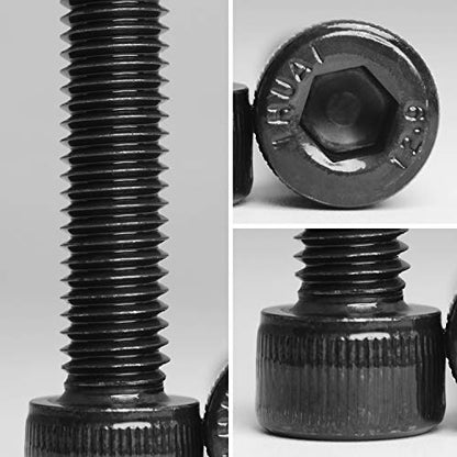 M5 x 25mm Socket Head Cap Screws Bolts 12.9 Grade Alloy Steel Metric Machine Hex Socket Screw, Black Oxide Finish, Fully Threaded, 50PCS - size: M5×25mm