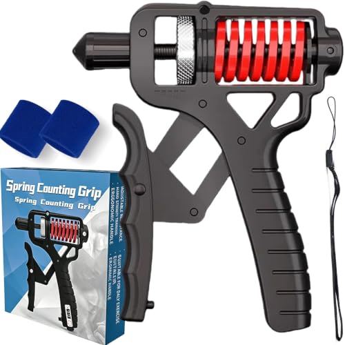 Ergonomic Adjustable H-Grip Hand Trainer – Forearm Strengthener with Counter, Adjustable 11-350 Lbs, TPR Non-Slip Handles, for Therapy & Strength Training - color: Black, size: Mechanical display
