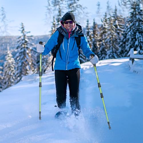 Snowshoes,Lightweight Aluminum Frame,13-Point Heavy Duty Crampons,UV Shoe Decking, and Ratchet System for Secure Fit Complete with Carry Bag for Convenient Storage and Travel - color: GREEN