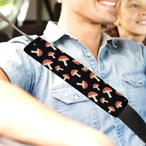 2 Pack Cute Cartoon Mushroom Seat Belt Shoulder Pad Universal Fit Harness Pads Strap for Kids, Car Seats Pushchair Strollers High Chair Pushchair, Shock Absorption - color: Pattern 6