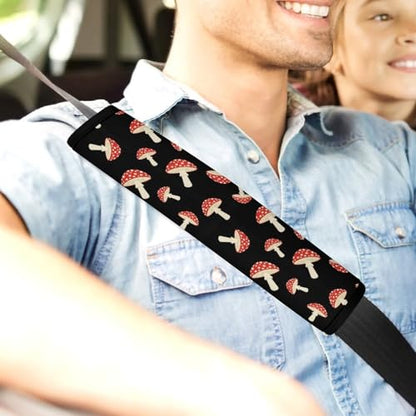 2 Pack Cute Cartoon Mushroom Seat Belt Shoulder Pad Universal Fit Harness Pads Strap for Kids, Car Seats Pushchair Strollers High Chair Pushchair, Shock Absorption - color: Pattern 6