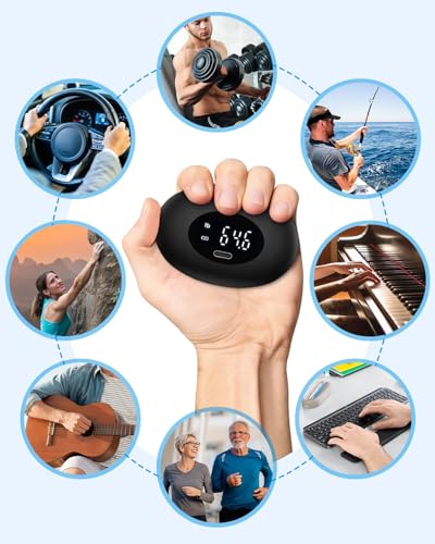 AMIR Hand Grip Strength Tester Trainer, Upgraded Rechargeable Electronic Hand Dynamometer up 395 Lbs (180kg) Forearm - Gripper-Finger Grip Strengthener Exerciser, Stress Balls for Sport Home - color: Black