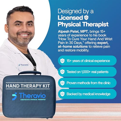 Theravio Pro Hand Therapy Kit with Grip Strength Trainer, Finger Strengthener, Hand Exercise balls For Arthritis, Hand Exerciser For Carpal Tunnel, Hand Gripper Strengthener For Physical Therapy - size: Theravio Pro Kit