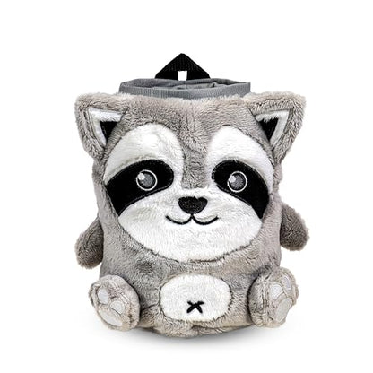 Chalk Bag for Rock Climbing - Cute Chalk Bag for Bouldering, Gym, Indoor & Outdoor Climbing with Adjustable Belt, Brush Holder & Carabiner - style: Racoon