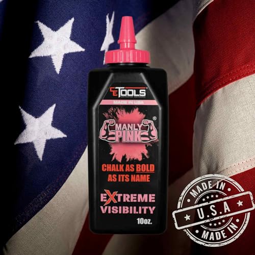CE TOOLS Manly Pink® Marking Chalk, Color PINK, EXTREME VISIBILITY, MADE IN USA -10 oz (283.5g) For Chalkline, Hydrophobic, Construction Chalk. - color: Pink