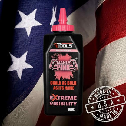 CE TOOLS Manly Pink® Marking Chalk, Color PINK, EXTREME VISIBILITY, MADE IN USA -10 oz (283.5g) For Chalkline, Hydrophobic, Construction Chalk. - color: Pink