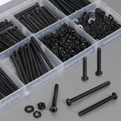 VGBUY 340Pcs M4 Screw Kit, Black M4 Screws Bolts, 25/30/35/40/45/50mm Metric Button Head Cap Screw Assortment Kit with Washer Nuts,10.9 Grade - size: M4x25/30/35/40/45/50mm, style: Button Head