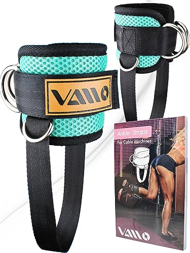 VAIIO Ankle Straps for Cable Machines,Adjustable Comfort fit Neoprene, Reinforce Double D-Ring - Premium Ankle Cuffs to Improve Abdominal Muscles, Lift The Butts, Tone The Legs for Men & Women - color: Green - Jade