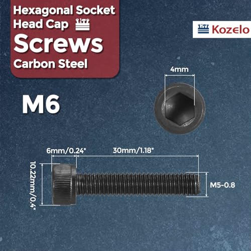 25pcs Socket Head Cap Screws - [M6-1 x 30mm] Alloy Steel Black Oxide Grade 12.9 Internal Hex Screw for 3D Printer Furniture Industrial Use, Black - size: M6-1x30mm