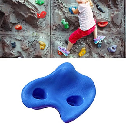 HERCHR 10 Rock Climbing Holds, PE Ergonomic Rock Wall Holds Grips for Indoor and Outdoor Playground Play Set Includes Mounting Hardware - color: Blue