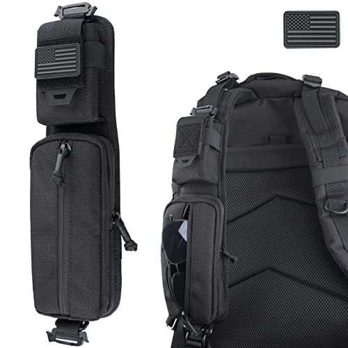 WYNEX Molle Accessories Pouch of Double Zipper Pocket Version, Backpack Strap Pouch Shoulder Strap Molle Attachment Tactical Accessories Bag Shoulder Starps Zipper Pocket Additional Phone Holder - color: Black-1Pcs