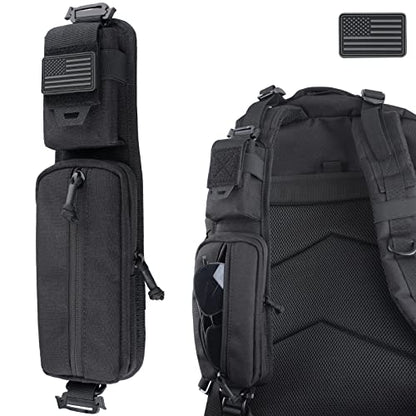 WYNEX Molle Accessories Pouch of Double Zipper Pocket Version, Backpack Strap Pouch Shoulder Strap Molle Attachment Tactical Accessories Bag Shoulder Starps Zipper Pocket Additional Phone Holder - color: Black-1Pcs