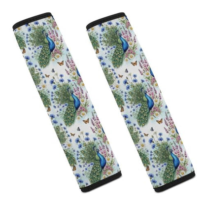 Universal Soft and Comfortable Seat Belt Shoulder Pad for Adult Use, Most Cars, 1 Pair Painting Feather Royal Peacock Bird Harness Pads Strap Anti-Slip Pad - color: Pattern 115
