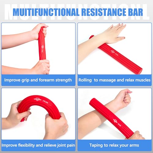 DICYWUDI Flex Therapy Bar and Grip Strength Trainers set, Physical Therapy & Resistance Bar for Golfers Elbow, Tendinitis, Wrist,Forearms Pain, Improve Grip Strength and Relieve Pain - color: Red/Black/Blue